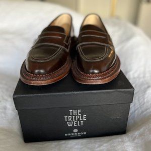 Grenson Bartlett Dark Brown Men’s Triple Welt Leather Loafers, Size US 8